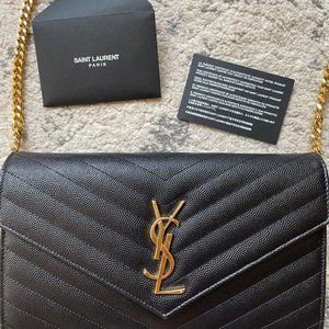 Authentic Large Quilted Leather Wallet on Chain